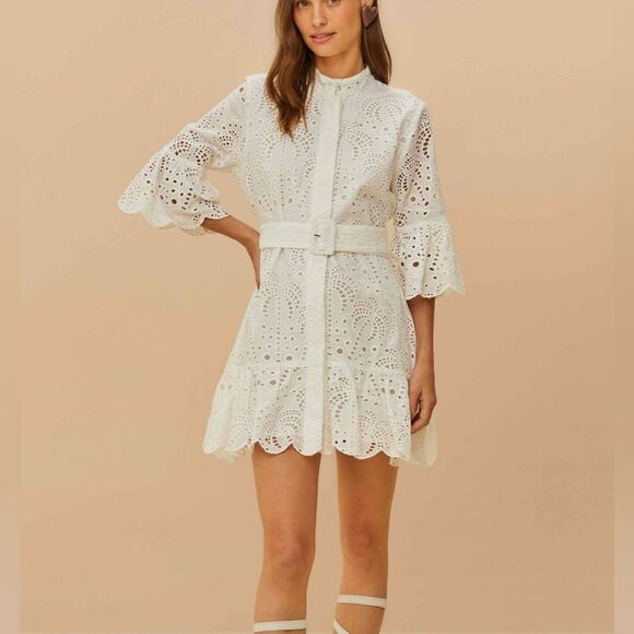 Farm Rio Off-White Palm Tree Mini Dress Size Large New with tags - Picture 1 of 6